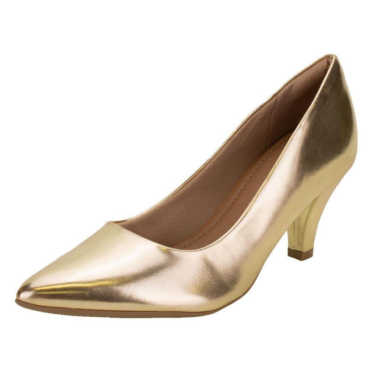 Sapato Feminino Salto Médio Piccadilly - 745062 - Ouro Menor preço em Sapato Feminino Salto Médio Piccadilly - 745062 - Ouro