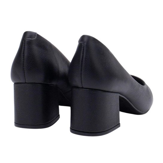 Sapato Feminino Scarpin Salto Bloco Couro Conforto Lia Line
