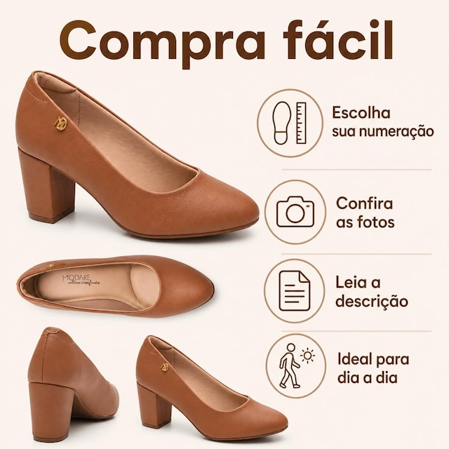Sapato Feminino Scarpin Salto Médio Casual Modare
