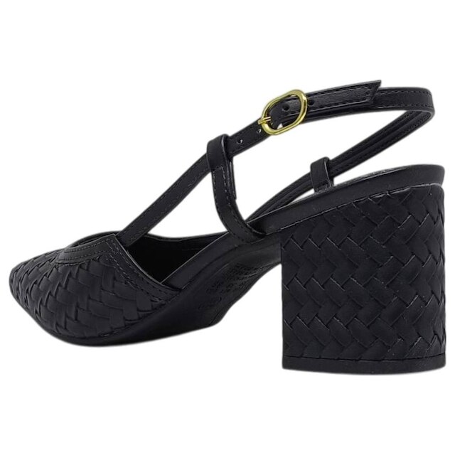 Sapato Feminino Slingback Elegante Salto Bloco Chic Cacci