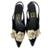 Sapato Feminino Uza Bico Fino Couro Nobuck com Flores - Preto