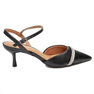 Sapato Feminino Vizzano Bico Fino Strass 1420.103 Branco Off 37