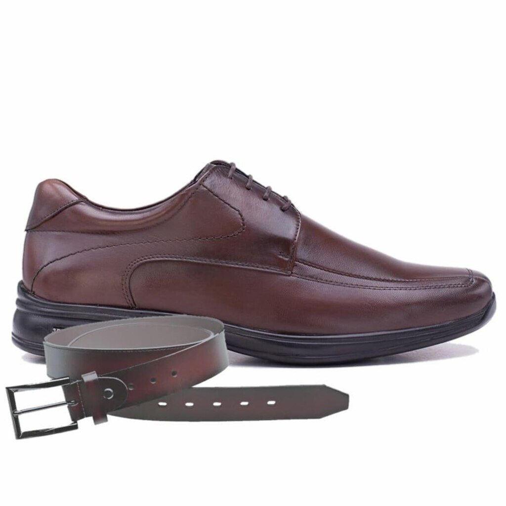 Sapato Jota Pe 3d Marrom Air + Cinto De Couro 71454