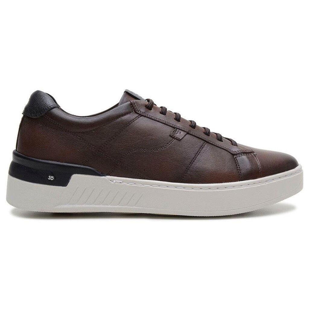 Sapato Jota Pe Casual Marrom 3d Power Light Em Couro 83201