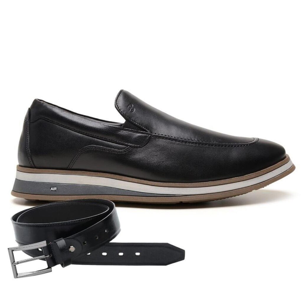 Sapato Jota Pe Casual Masculino Couro Leeds + Cinto