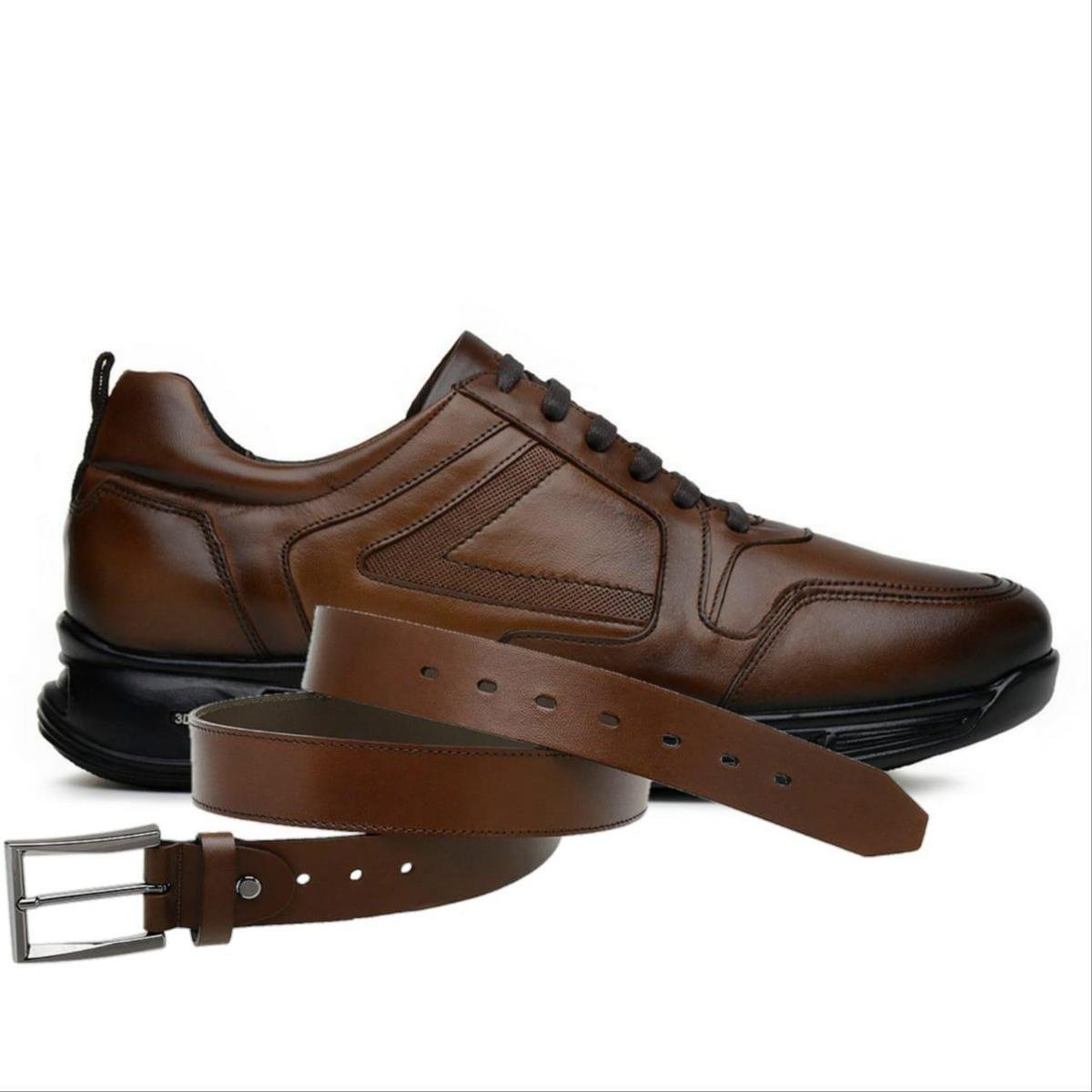 Sapato Jota Pe Marrom 3d Air Evolution + Cinto De Couro 78004 - Marrom Menor preço em Sapato Jota Pe Marrom 3d Air Evolution + Cinto De Couro 78004 - Marrom