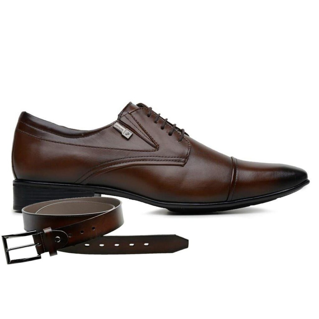 Sapato Jota Pe Marrom Couro Air + Cinto 40115