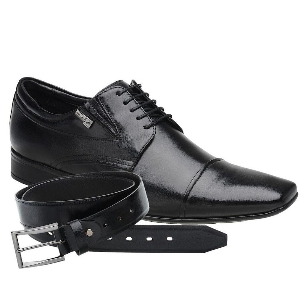 Sapato Jota Pe Preto Em Couro+ Cinto 40115