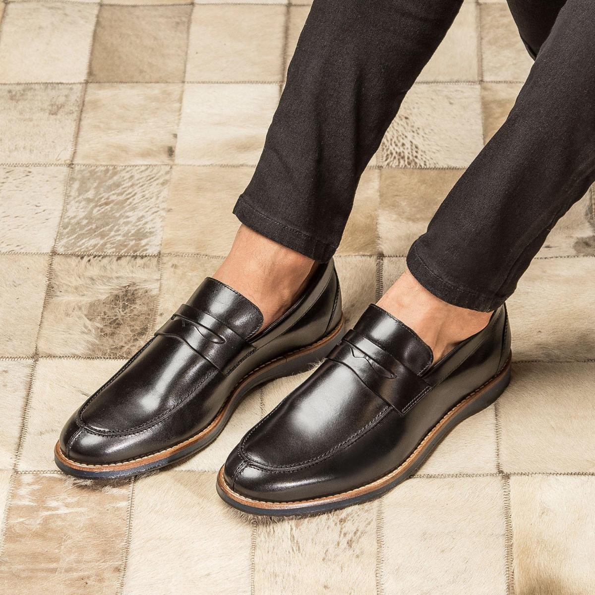 Sapato Loafer Balder Couro Masculino - Preto | Zattini