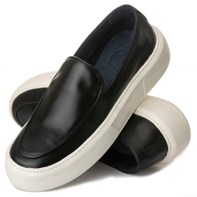 Sapato Loafer Confort Masculino Sola Alta Couro de Luxo