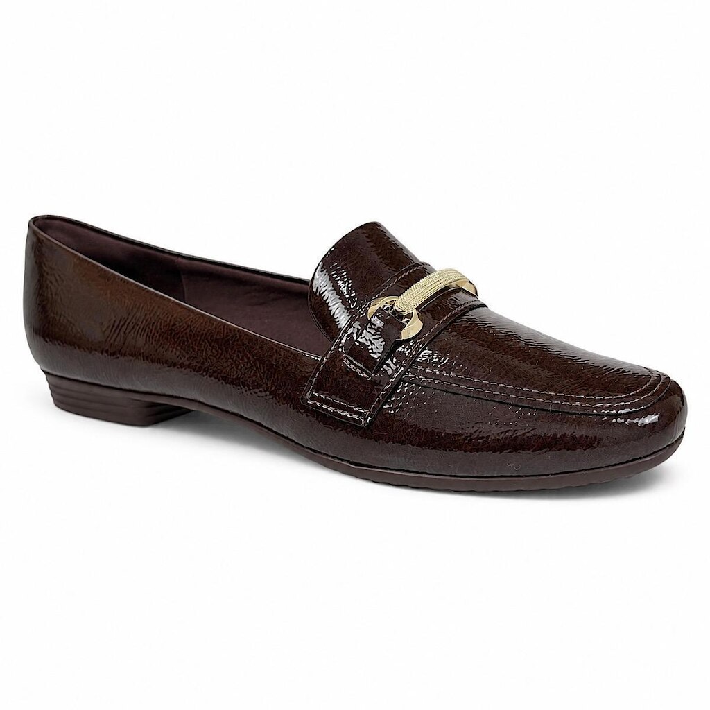 Sapato Loafer Piccadilly Salto Baixo 250287 Verniz Marrom