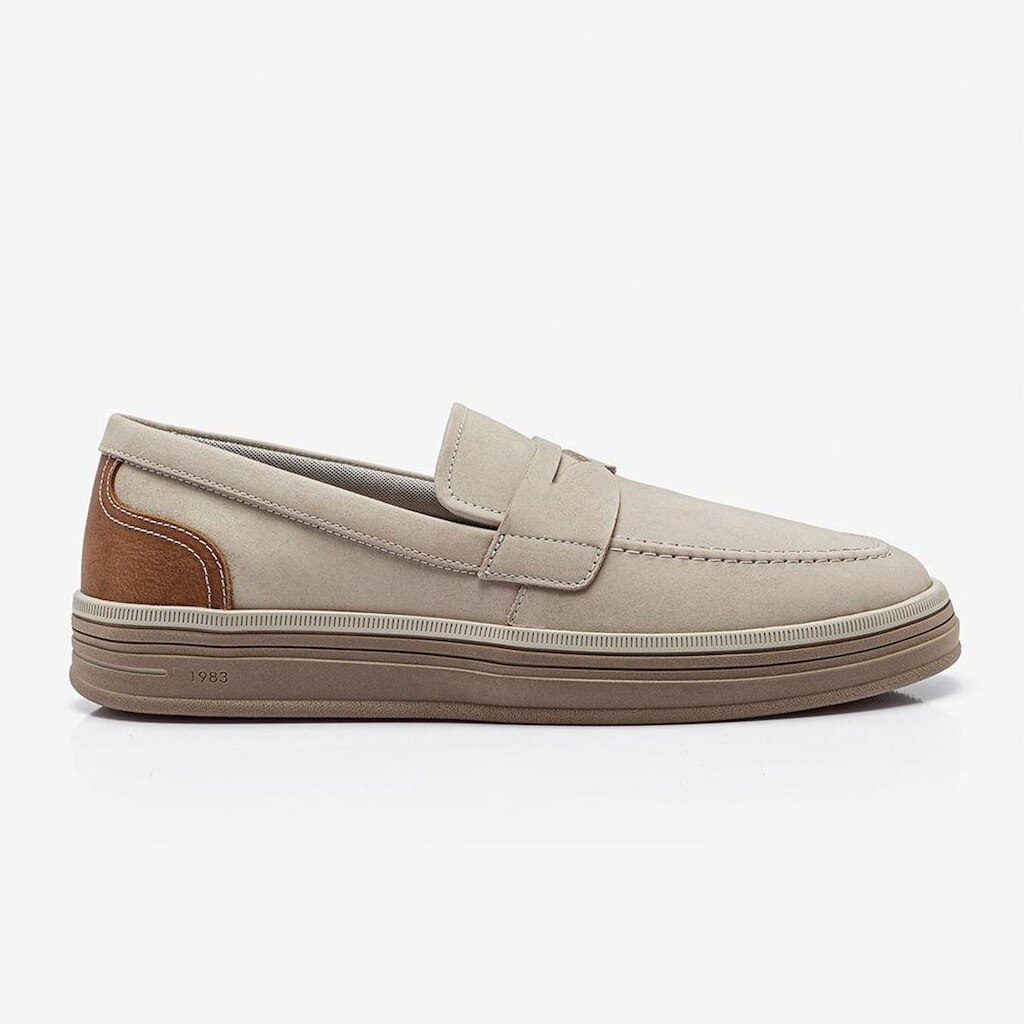 Sapato Loen Couro Creme/Conhaque