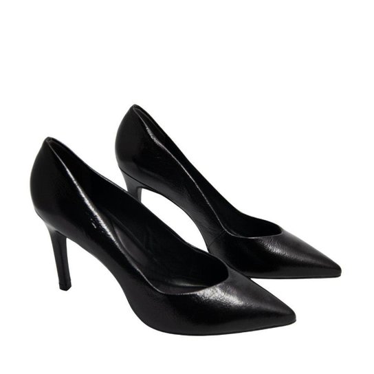 Sapato Loucos E Santos Couro Preto Bico Fino