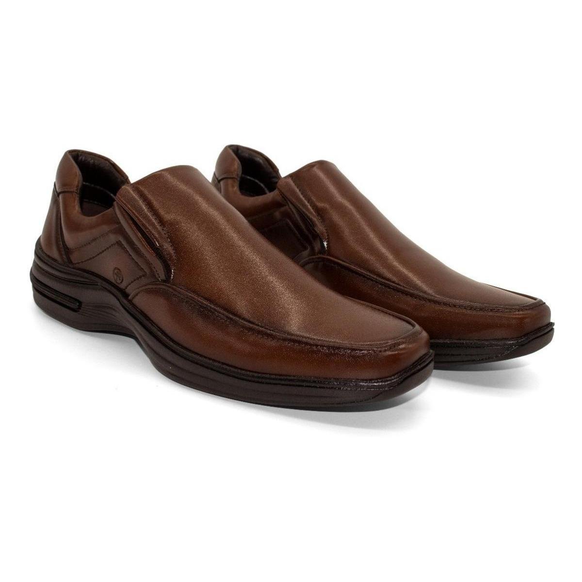 Sapato Masculino Casual Couro Confort Amortecedor Sola Borracha - Café Menor preço em Sapato Masculino Casual Couro Confort Amortecedor Sola Borracha - Café