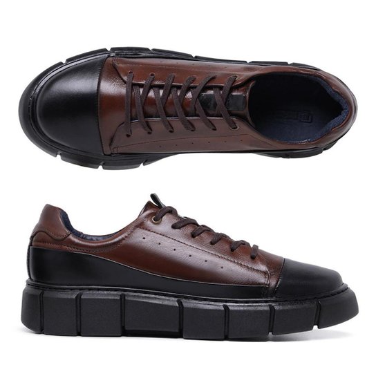 Sapato Masculino Casual Malbork Couro Marrom Sola Borracha Bangkok