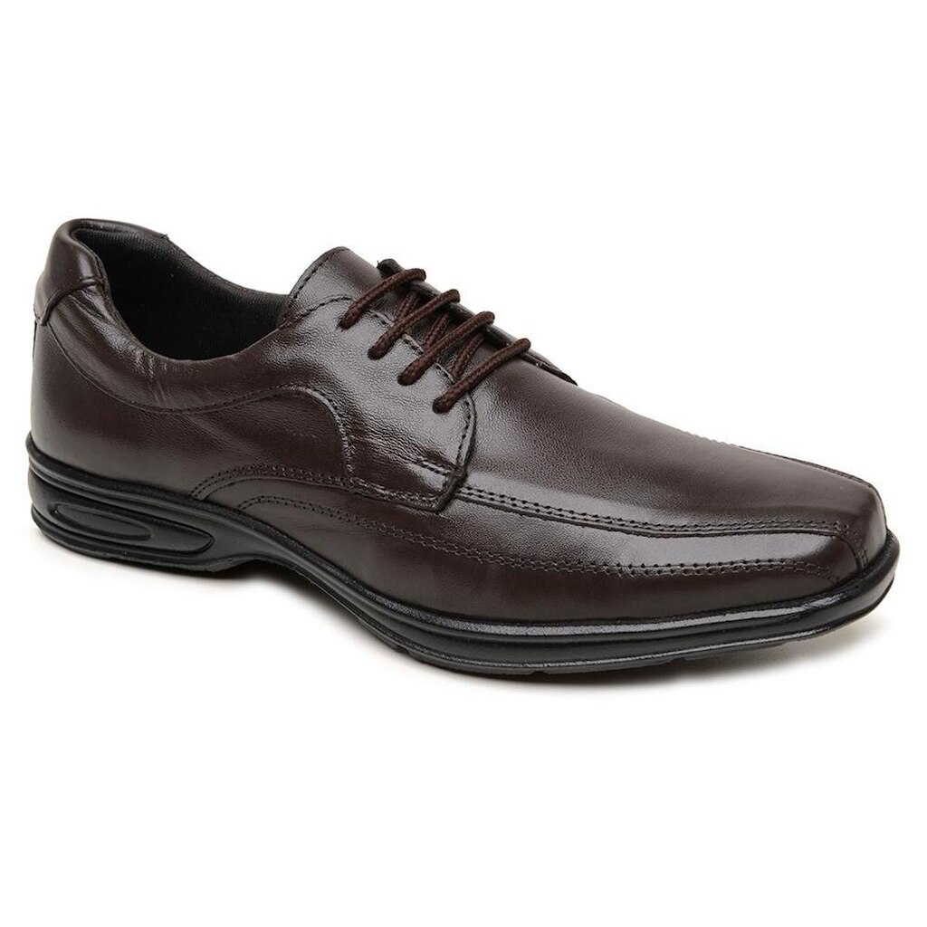 Sapato Masculino Couro Marrom Confort Reforçado Casual BR2