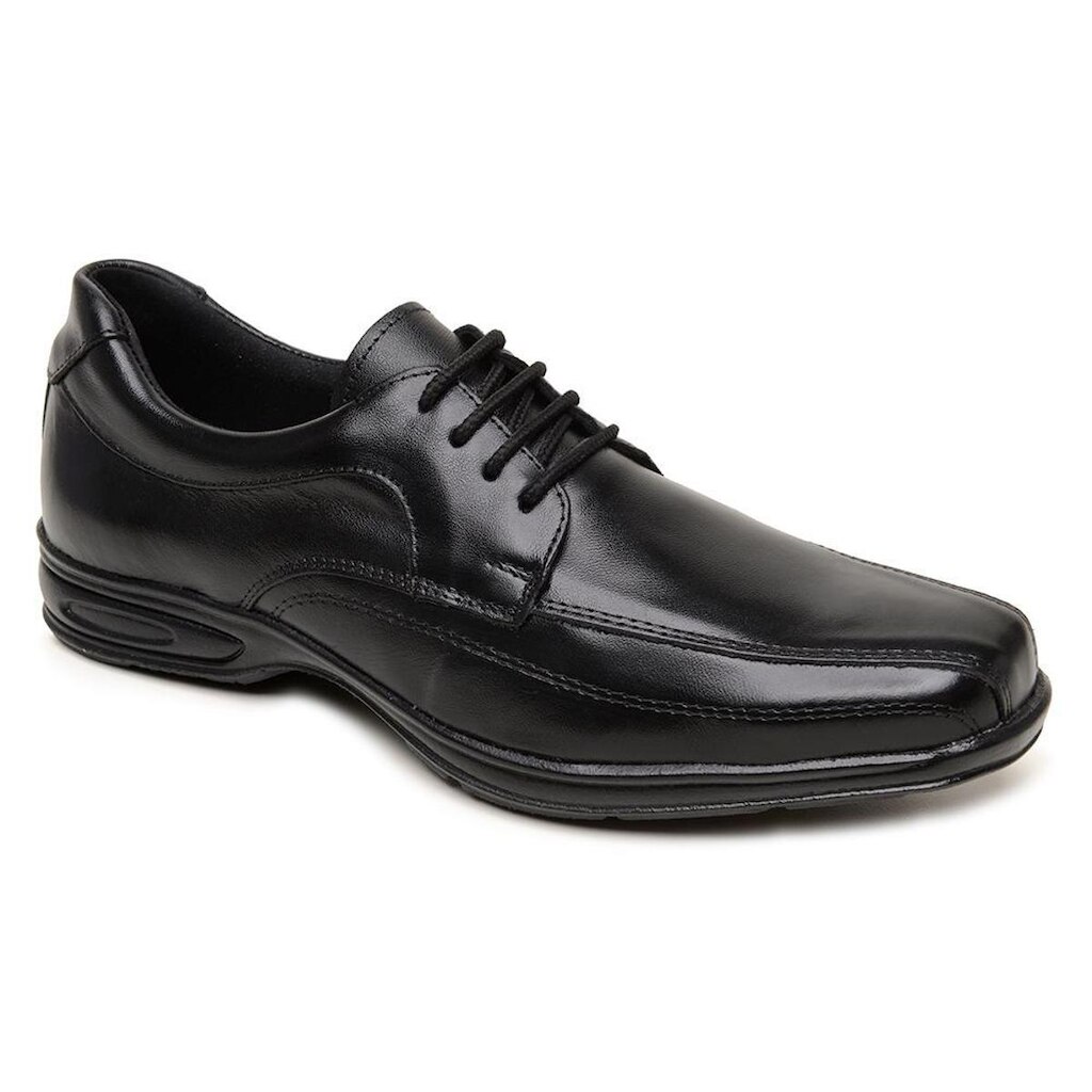 Sapato Masculino Couro Preto Confort Reforçado Casual BR2