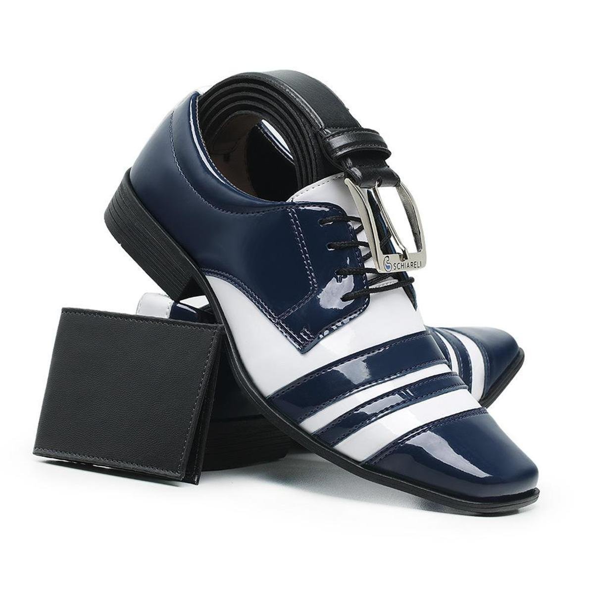 Sapato Masculino de Festa Schiareli 840 Com Cinto e Carteira - Marinho |  Zattini