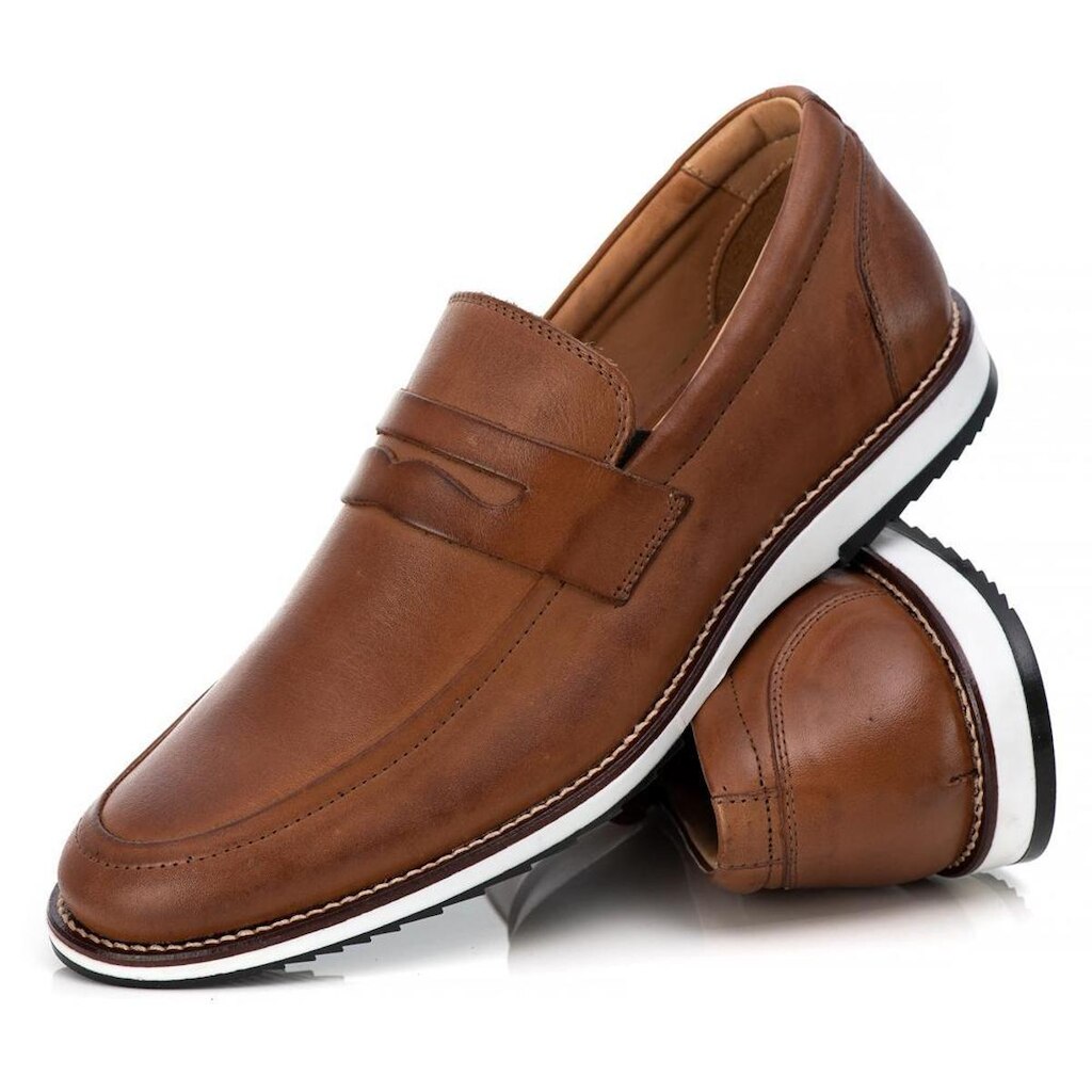 Sapato Masculino Mocassim Couro Legítimo Brogue Comfort Leve