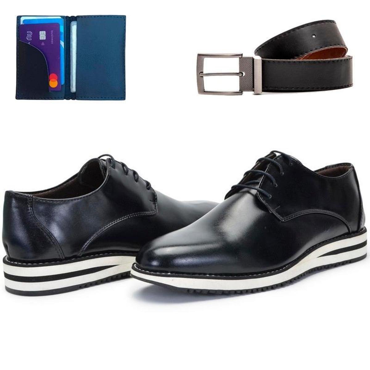 Sapato Masculino Social Casual Derby Oxford Sola EVA + Cinto E Cateria Menor preço em Sapato Masculino Social Casual Derby Oxford Sola EVA + Cinto E Cateria