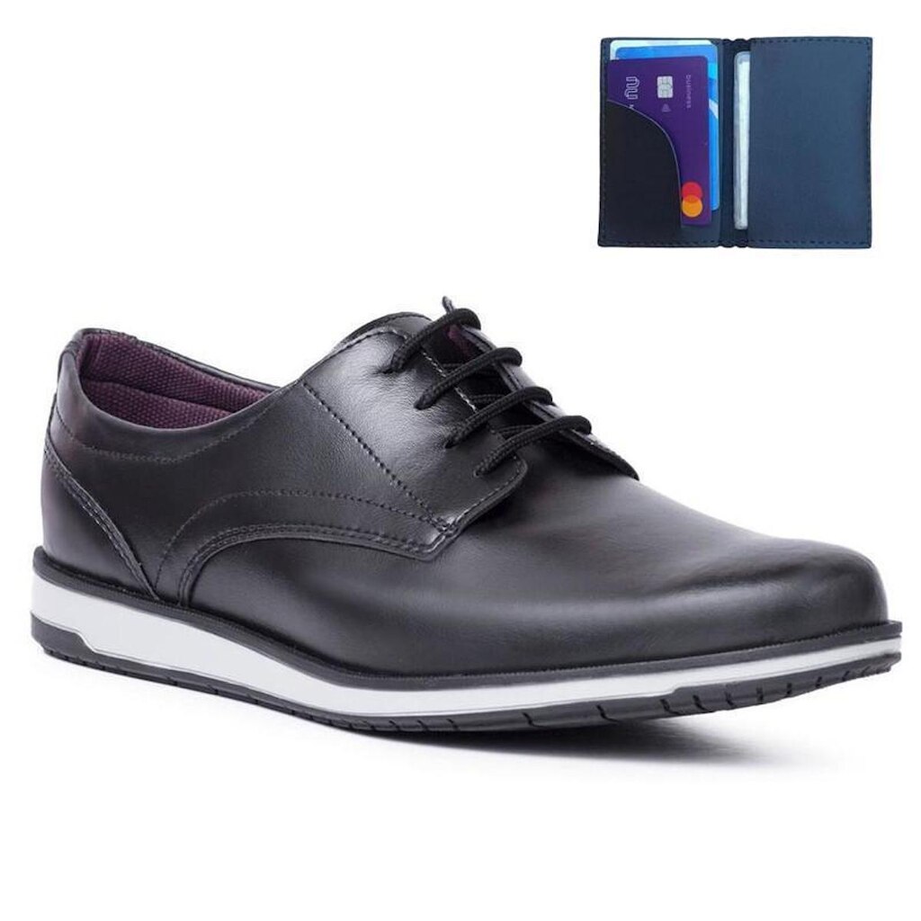 Sapato Masculino Social Casual Derby Oxford Super Leve e Macio + Carteira