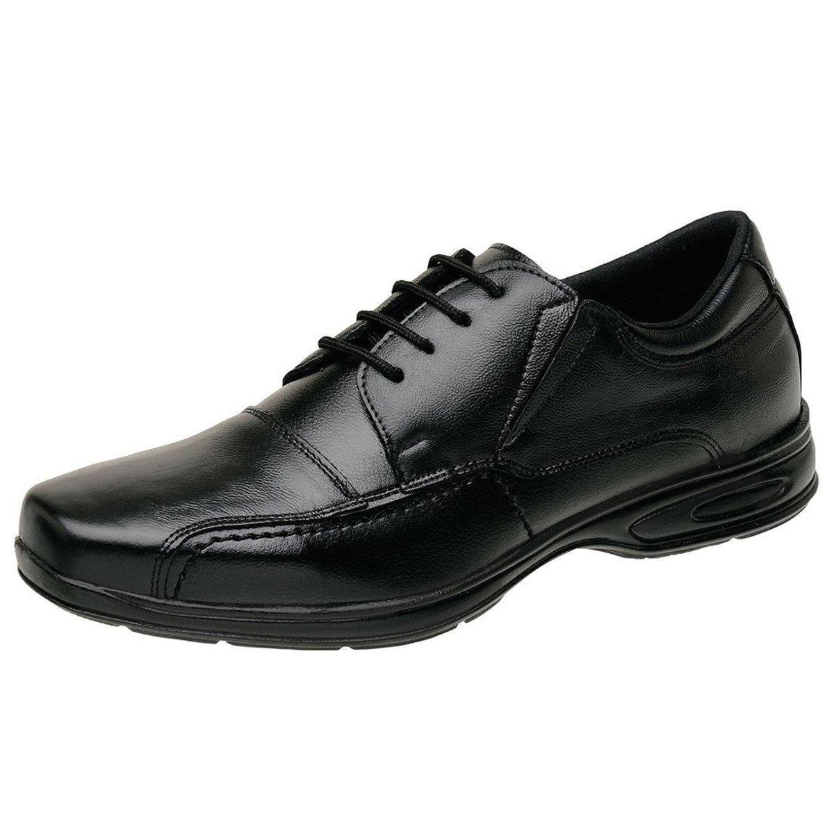 Sapato Masculino Social Conforto Tradicional Couro - Preto Menor preço em Sapato Masculino Social Conforto Tradicional Couro - Preto