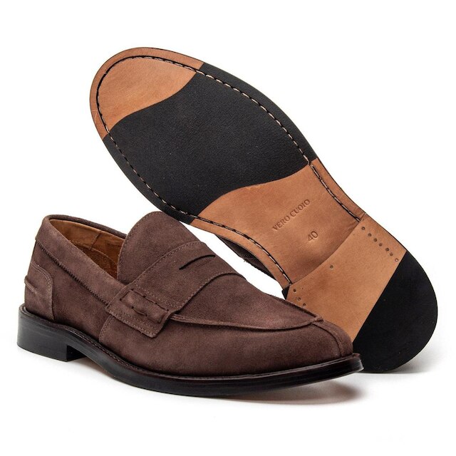 Sapato Masculino Social Couro Loafer Camurça Conforto
