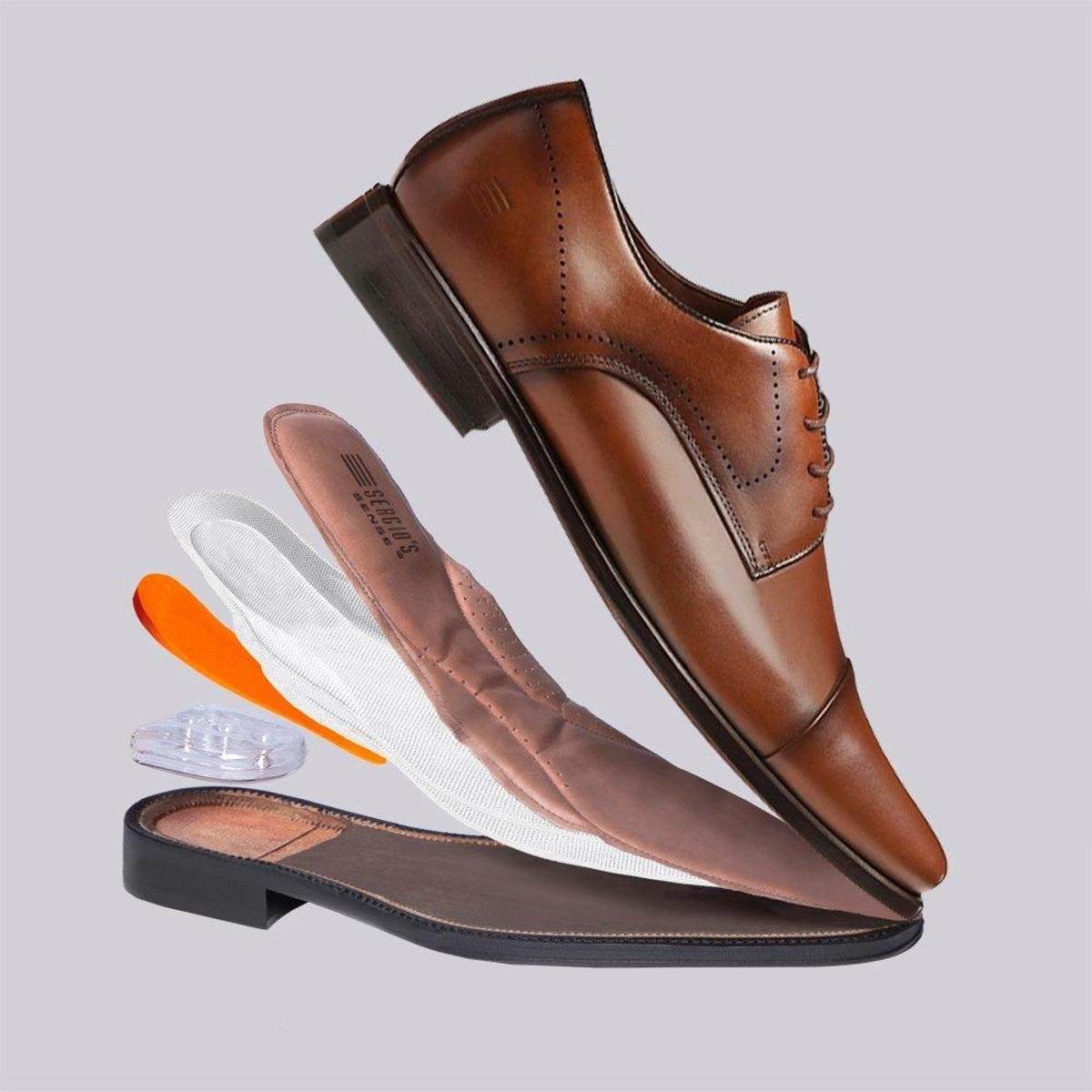 Sapato Masculino Social Derby Cap-toe Em Couro Sergio's - Marrom | Zattini