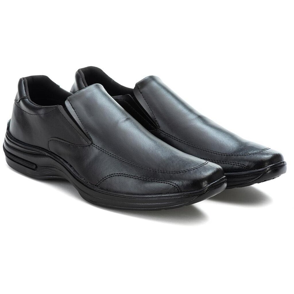 Sapato Masculino Social Ortopédico Conforto Com Elástico Preto Premium
