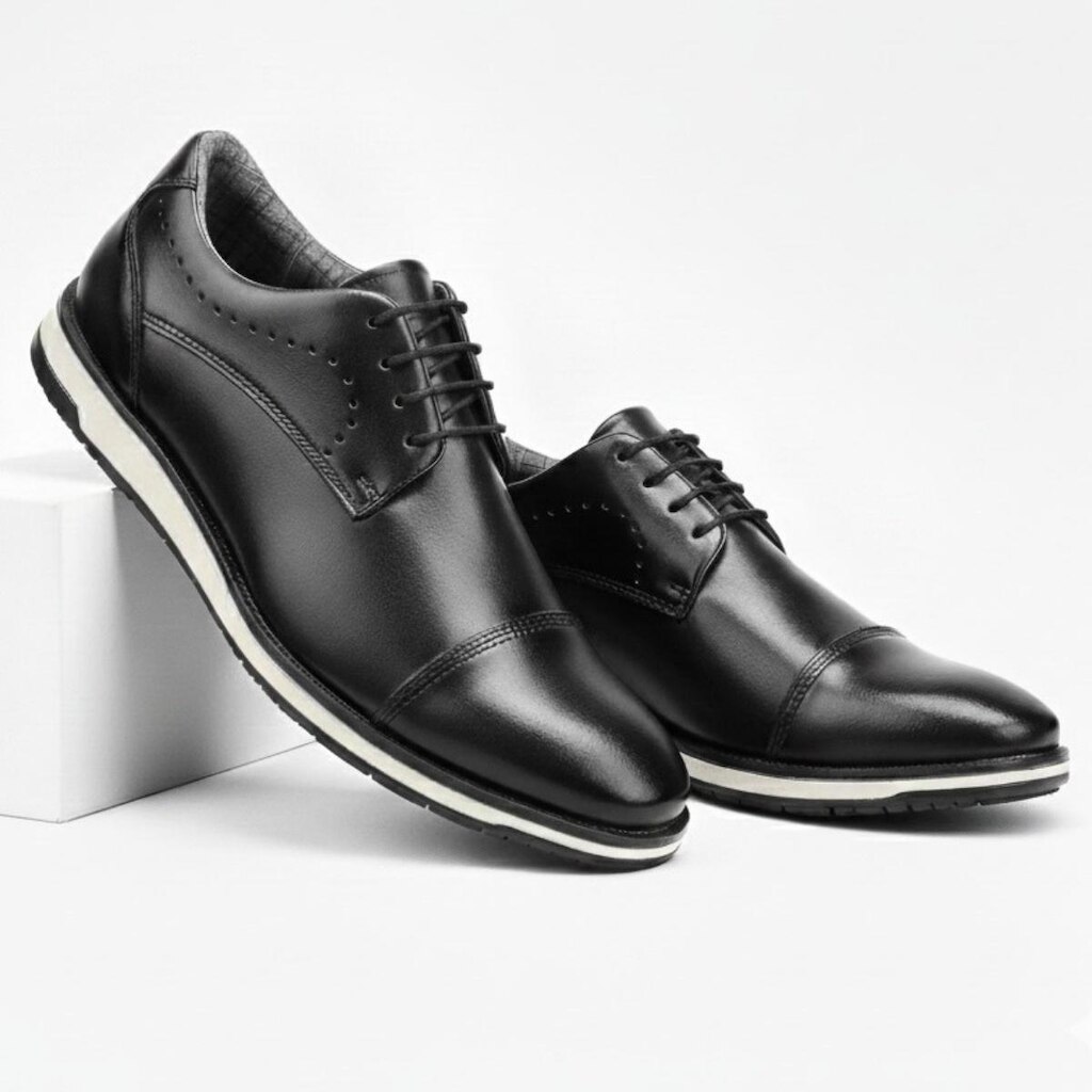 Sapato Masculino Social Oxford Casual Cadarço Bico Redondo Derby Moderno