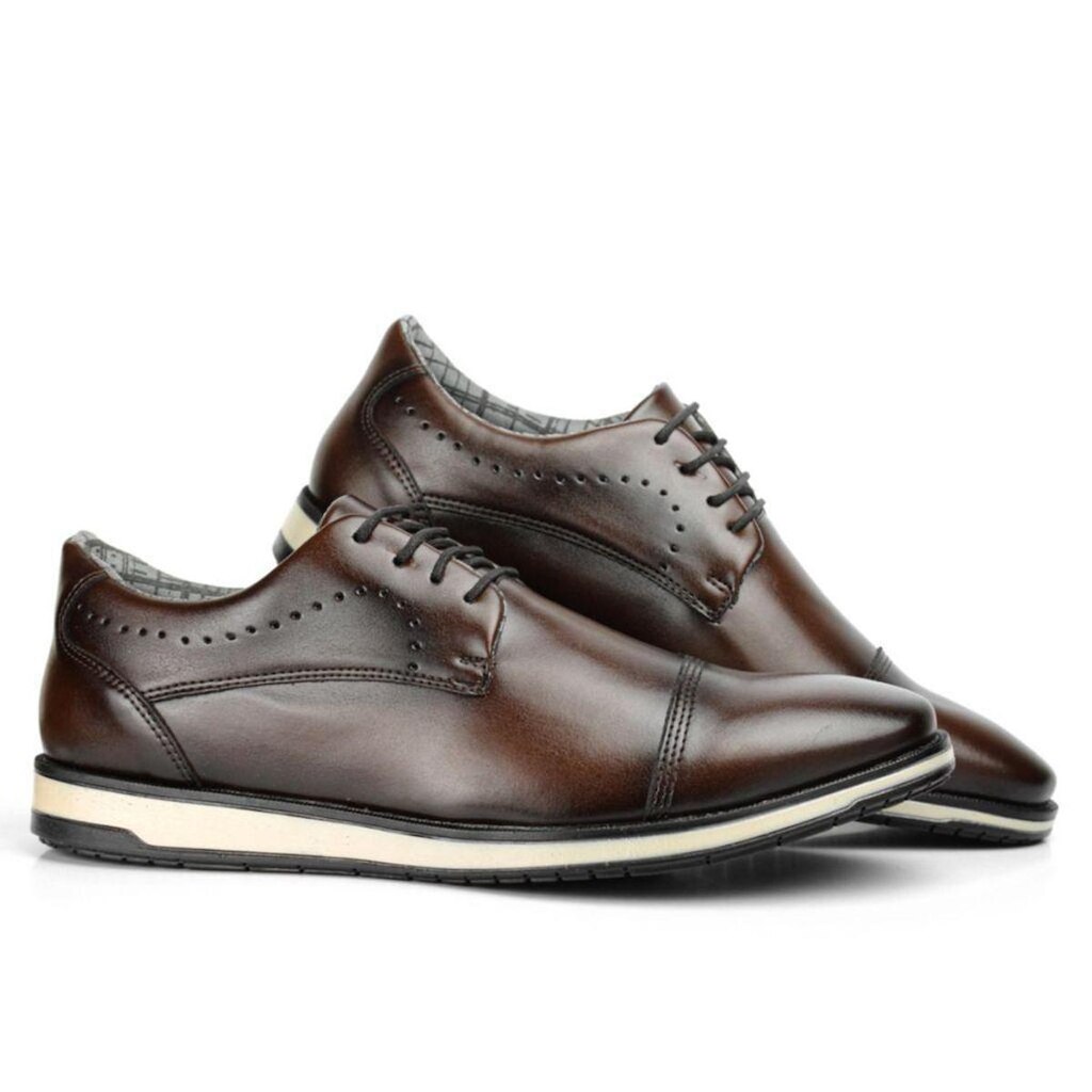 Sapato Masculino Social Oxford Casual Cadarço Bico Redondo Derby Moderno