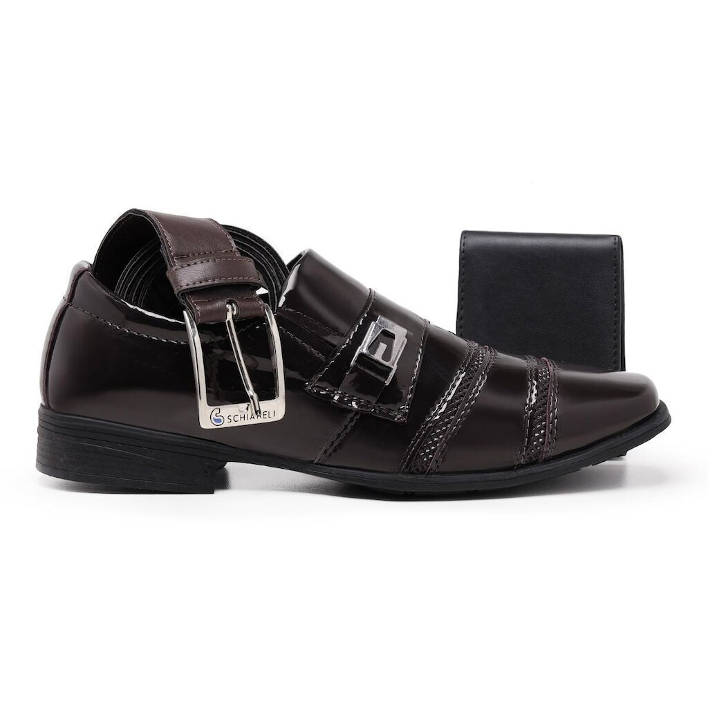 Sapato Masculino Social Schiareli 803K1 Kit Com Cinto e Carteira