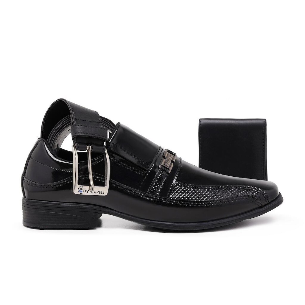 Sapato Masculino Social Schiareli 836K1 Kit Com Cinto e Carteira