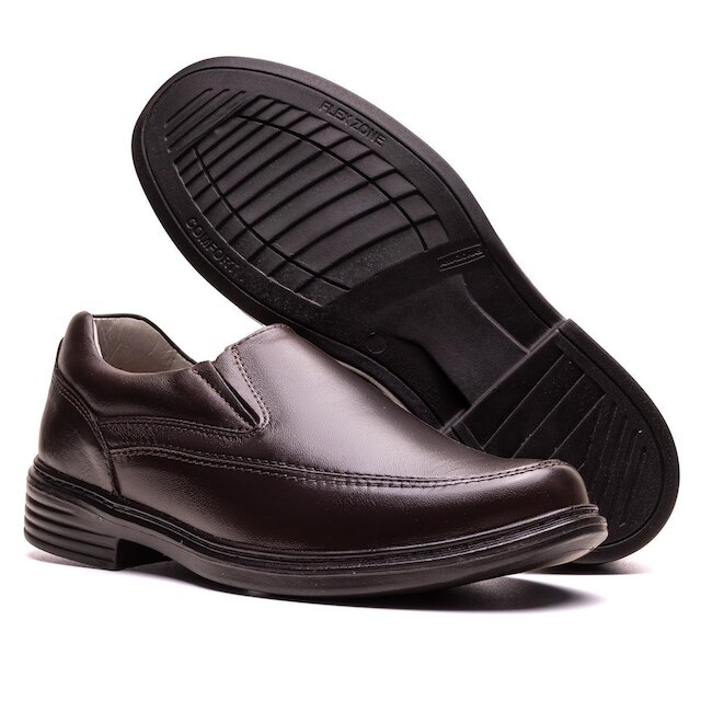 Sapato Masculino Ultra Comfort em Couro Café