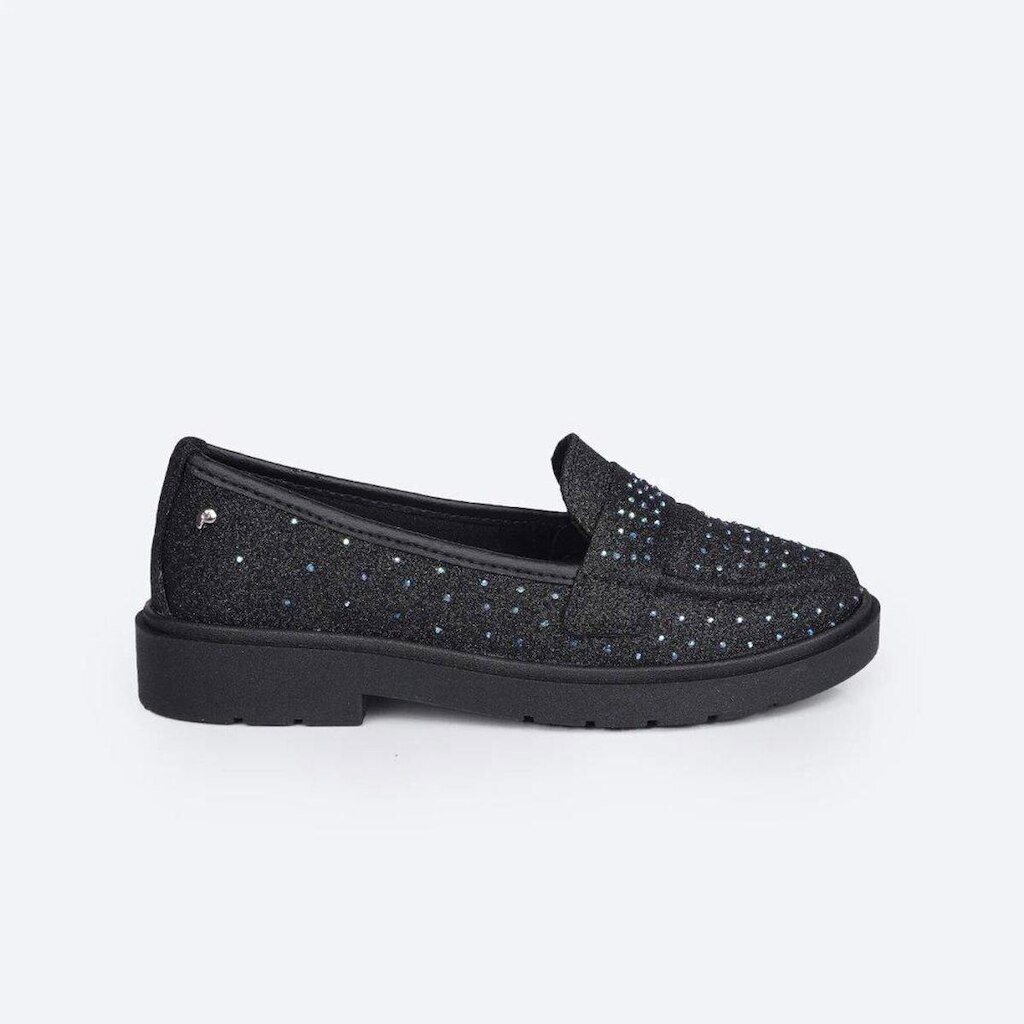 Sapato Menina Pampili Tifany Mocassim Glitter Preto 480.005