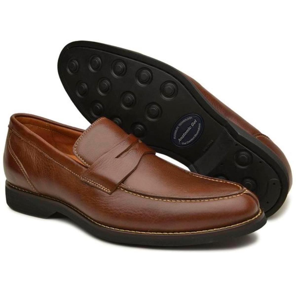 Sapato Mocassim Anatomic Gel Masculino Couro Conforto Casual - Marrom |  Zattini