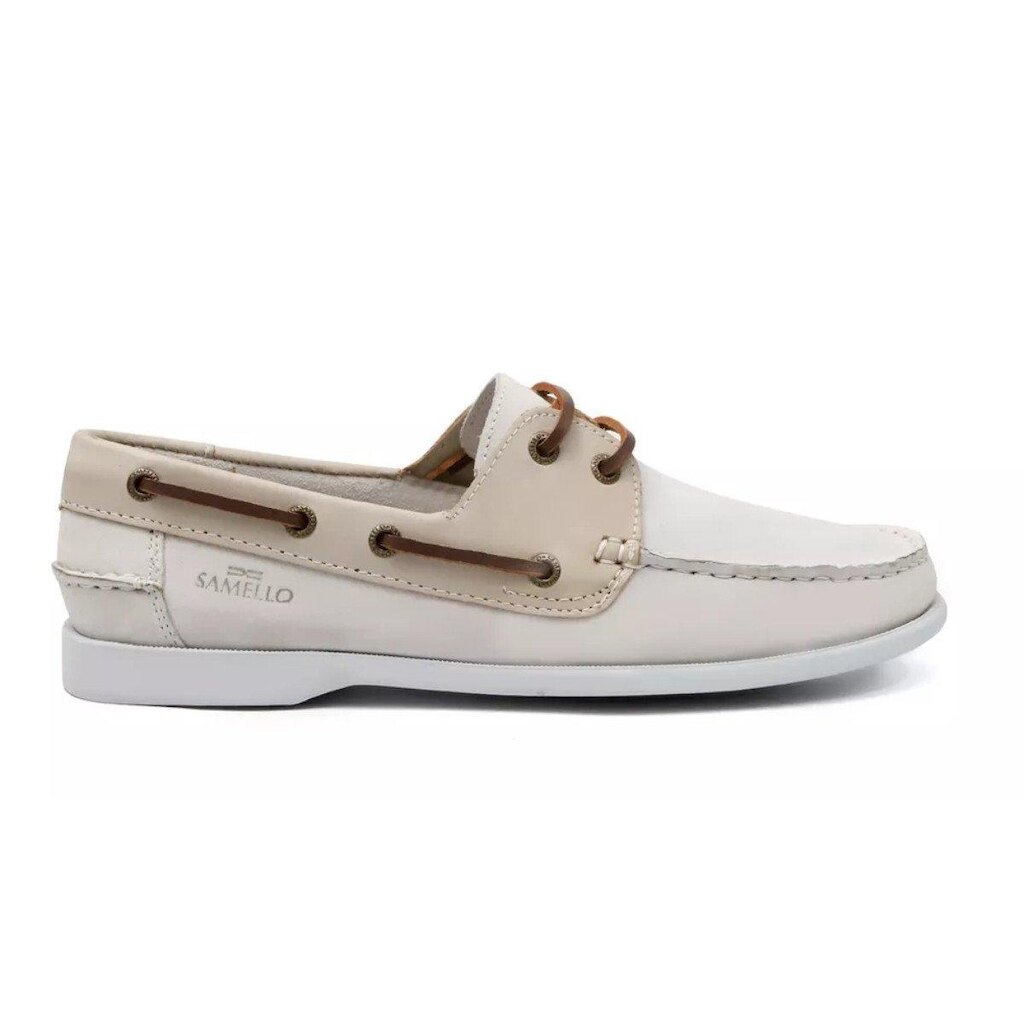 Sapato Mocassim Deckshoes Masculino Couro Samello - Marfim