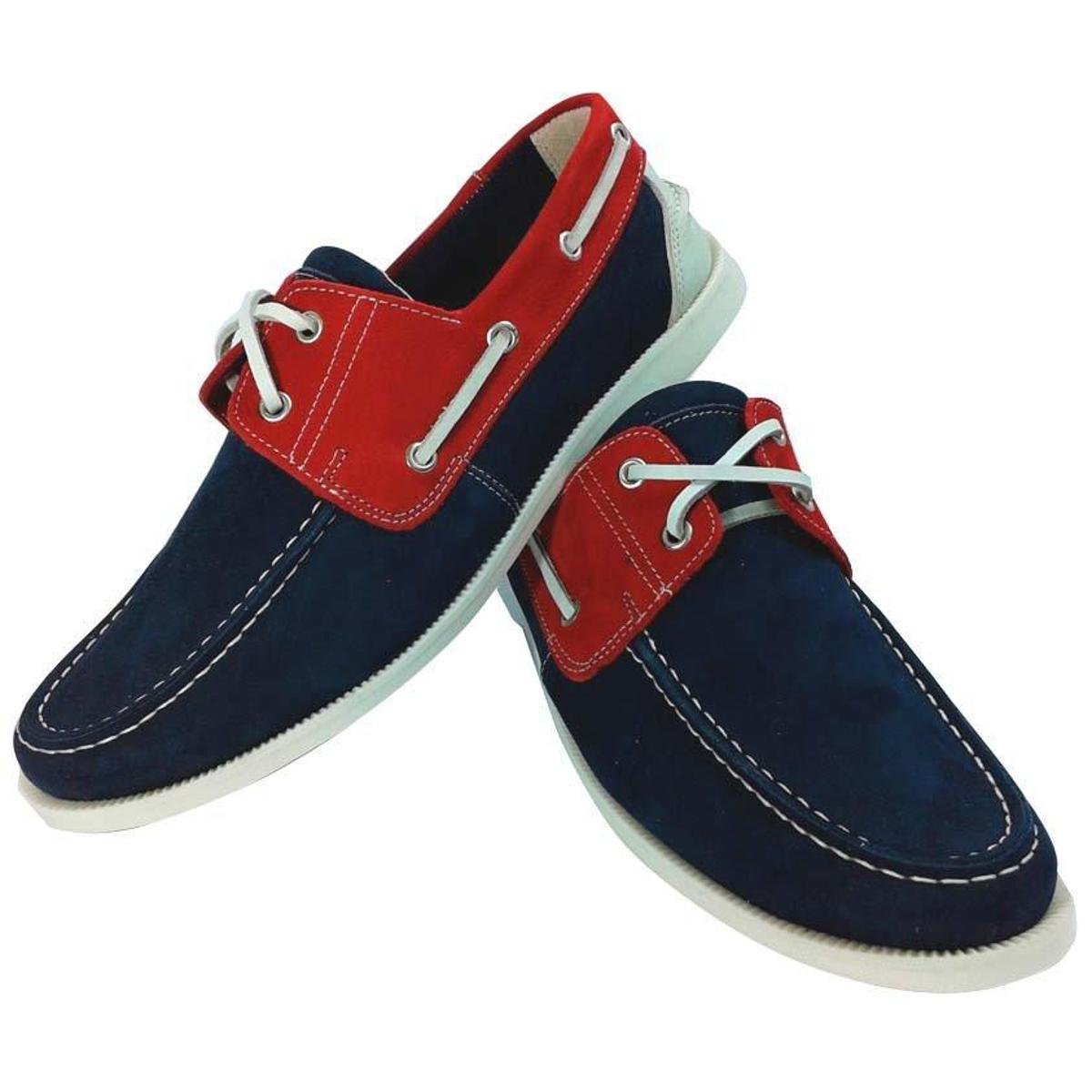 Sapato Mocassim Docksider Unissex Vermelho/azul Top Franca Shoes - Azul  Petróleo+Vermelho | Zattini