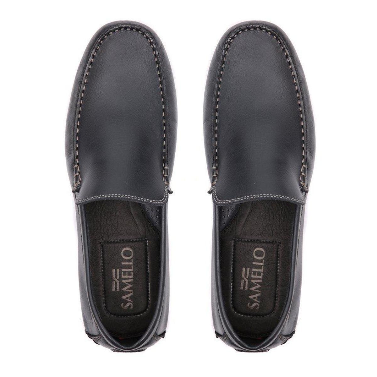 Sapato Mocassim Drive Samello Athlone Couro Masculino - Preto | Zattini