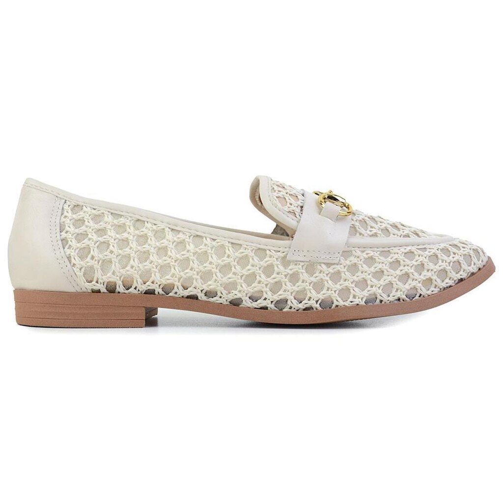 Sapato Mocassim Feminino Giulia Domna Croche Bege - 115.063