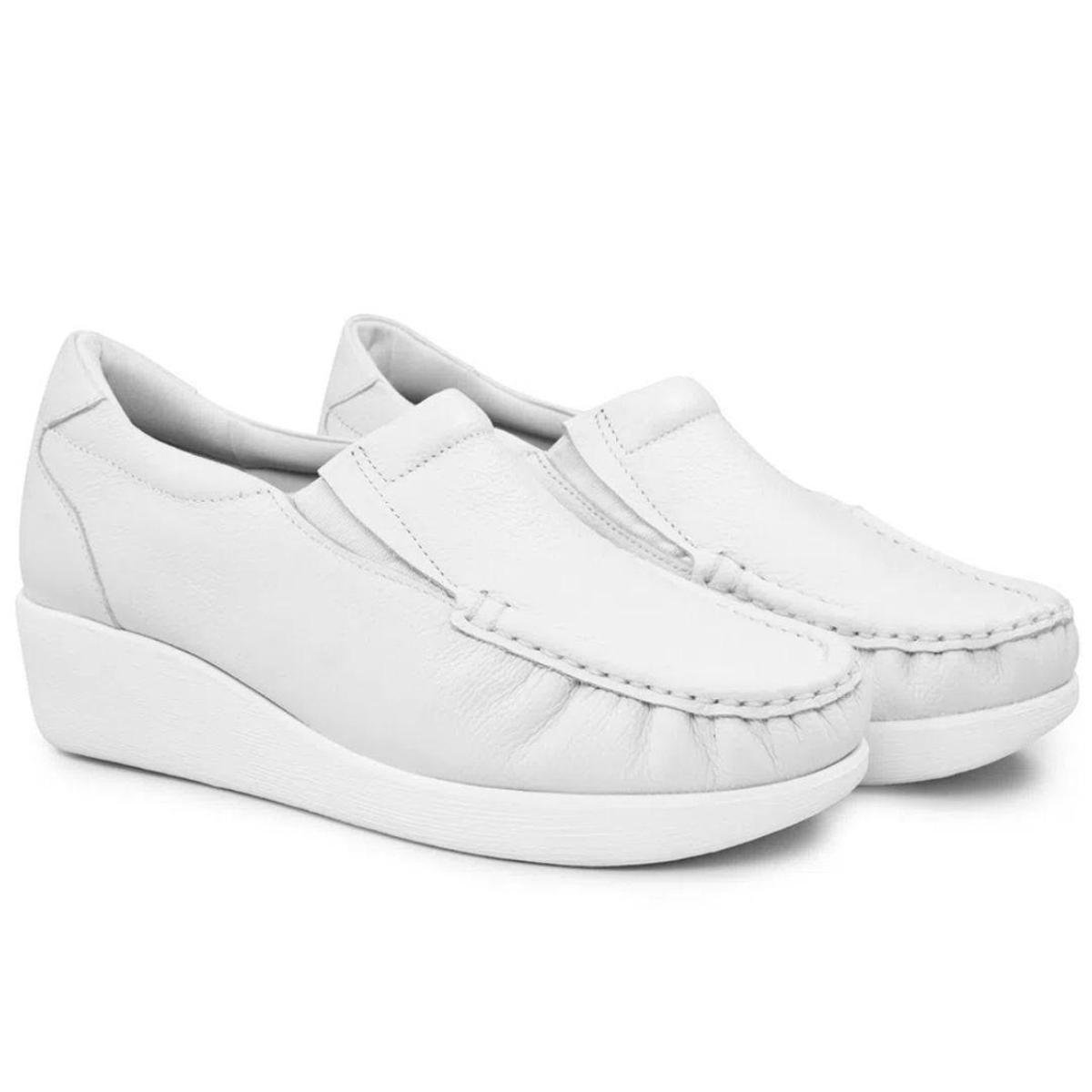 Sapato Mocassim Feminino Usaflex Couro Branco Zattini