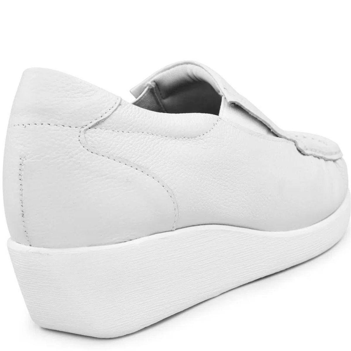 Sapato Mocassim Feminino Usaflex Couro Branco Zattini
