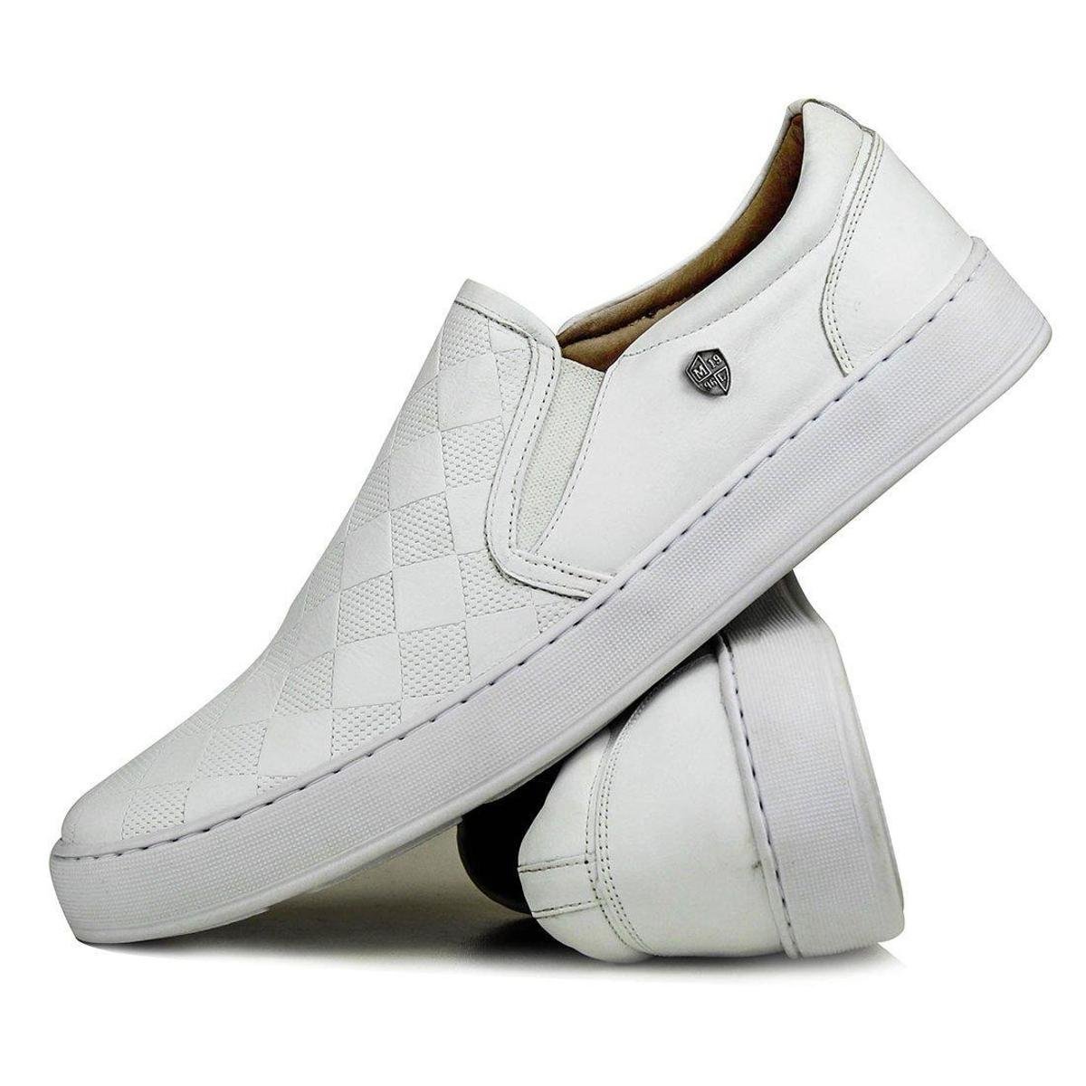 Sapato Mocassim Iate Casual Masculino Couro Confort Xadrez - Branco Menor preço em Sapato Mocassim Iate Casual Masculino Couro Confort Xadrez - Branco