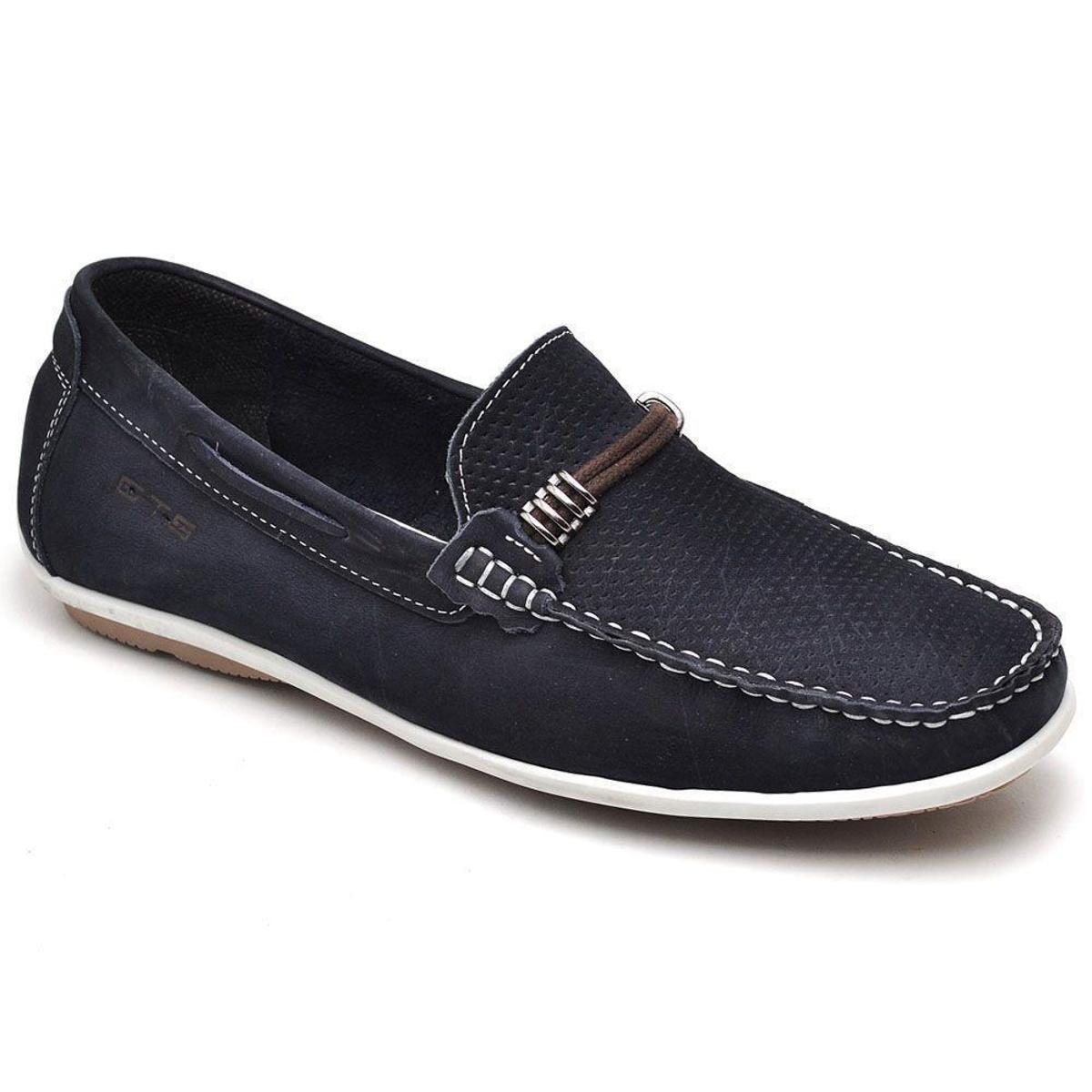 Sapato Mocassim Masculino Couro Perfuros Confortável Casual - Azul | Zattini