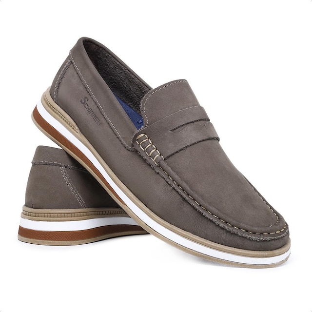 Sapato Mocassim Masculino de Couro Schiareli 2024 Casual Dockside