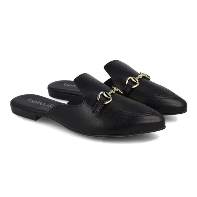 Sapato Mule Beira Rio Bridão Metálico Feminino