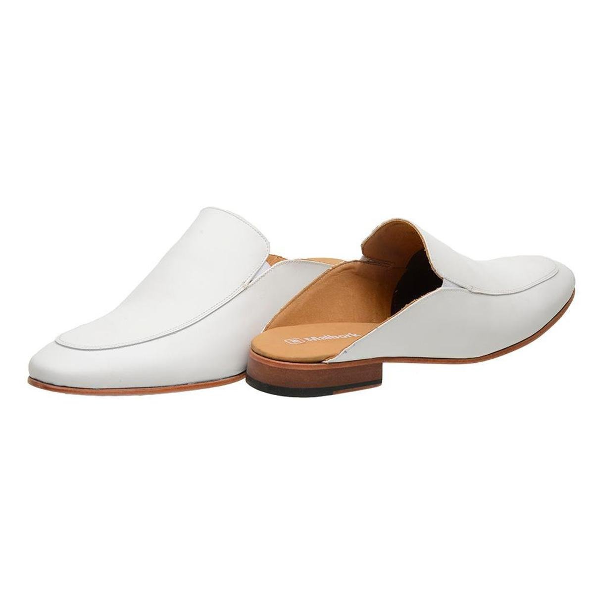 Sapato Mule Masculino Slipper Malbork Couro Branco Fosco 5845 - Branco |  Zattini