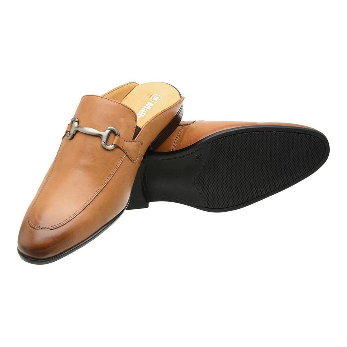 Sapato Mule Slipper Malbork Couro Masculino - Caramelo | Zattini