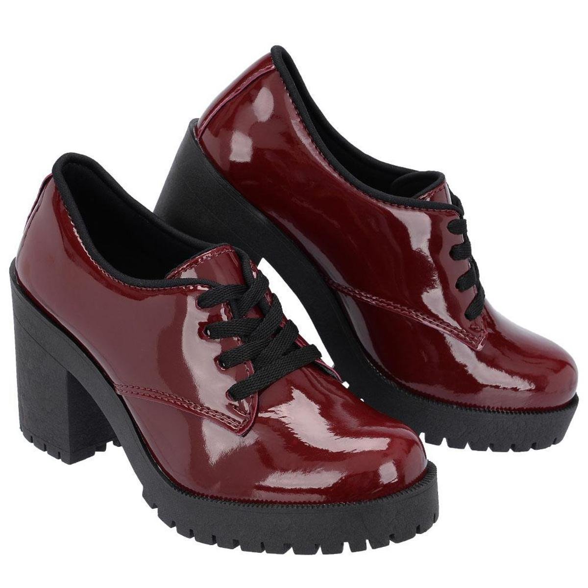 sapato oxford feminino vinho