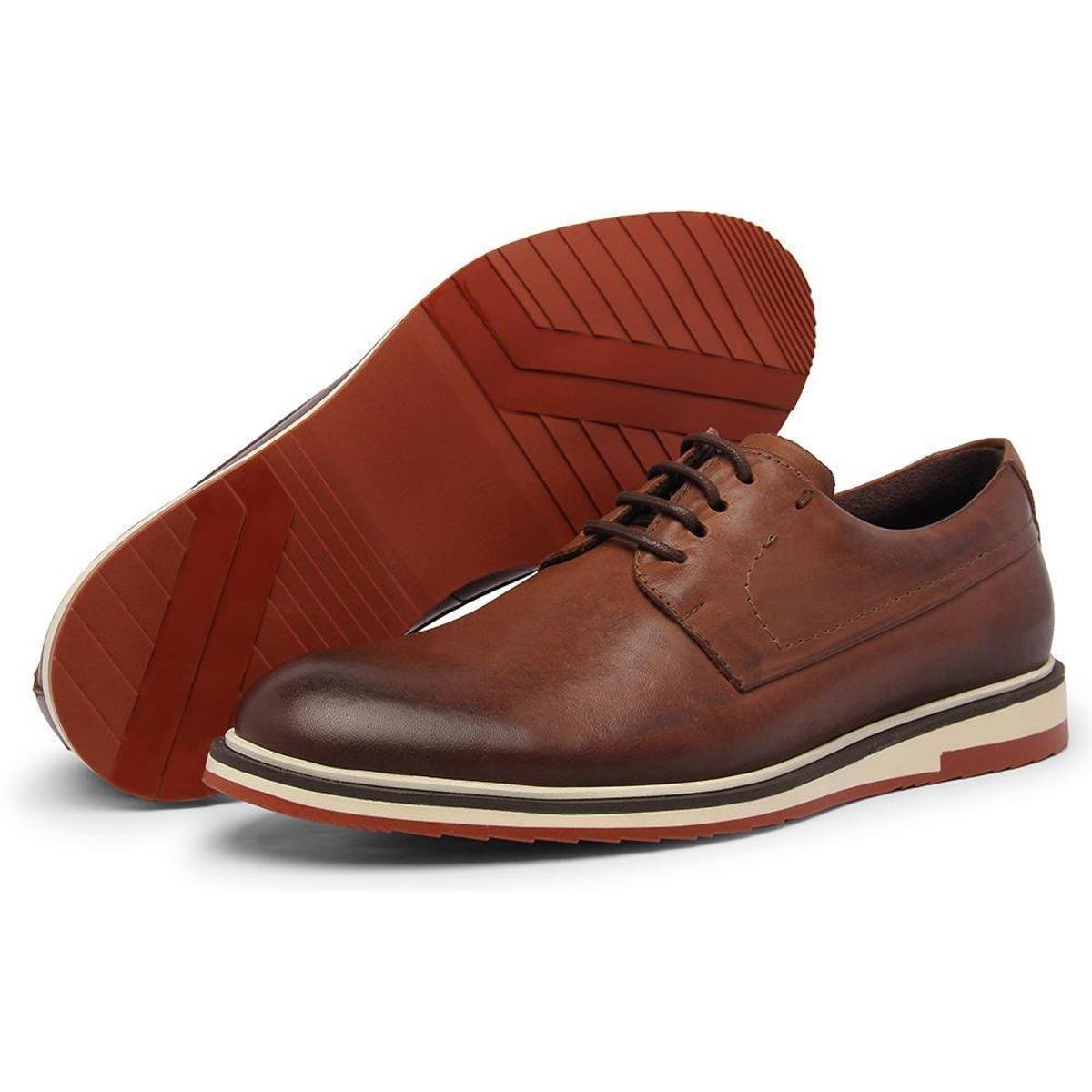 Sapato Oxford Casual Masculino Couro Confortável Macio Leve - Marrom |  Zattini